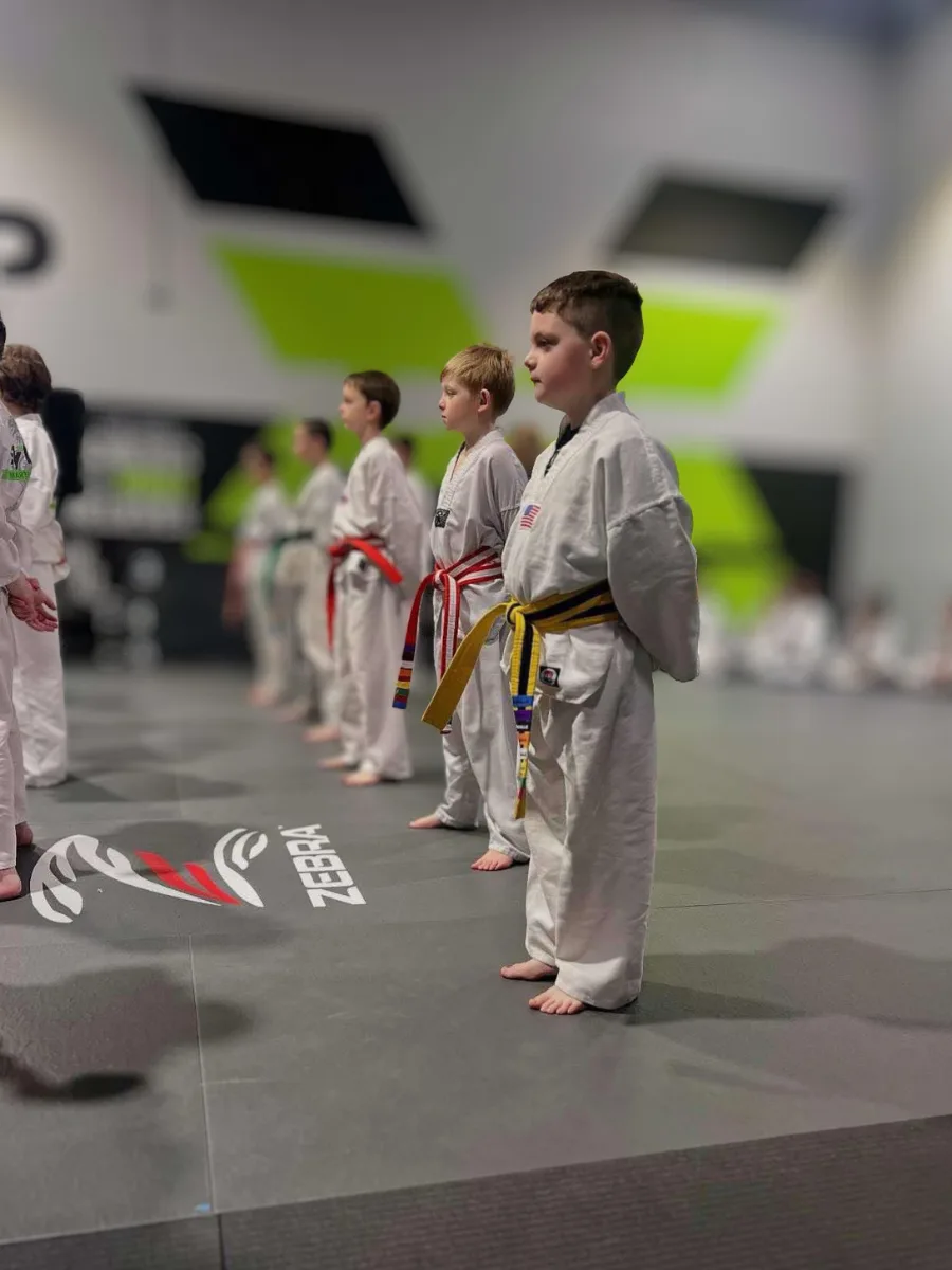Group taekwondo training session at Rise Up NJ Atco NJ